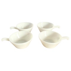 Vintage Anchor Hocking Fire King White Milk Glass Soup Bowls - Set of 4