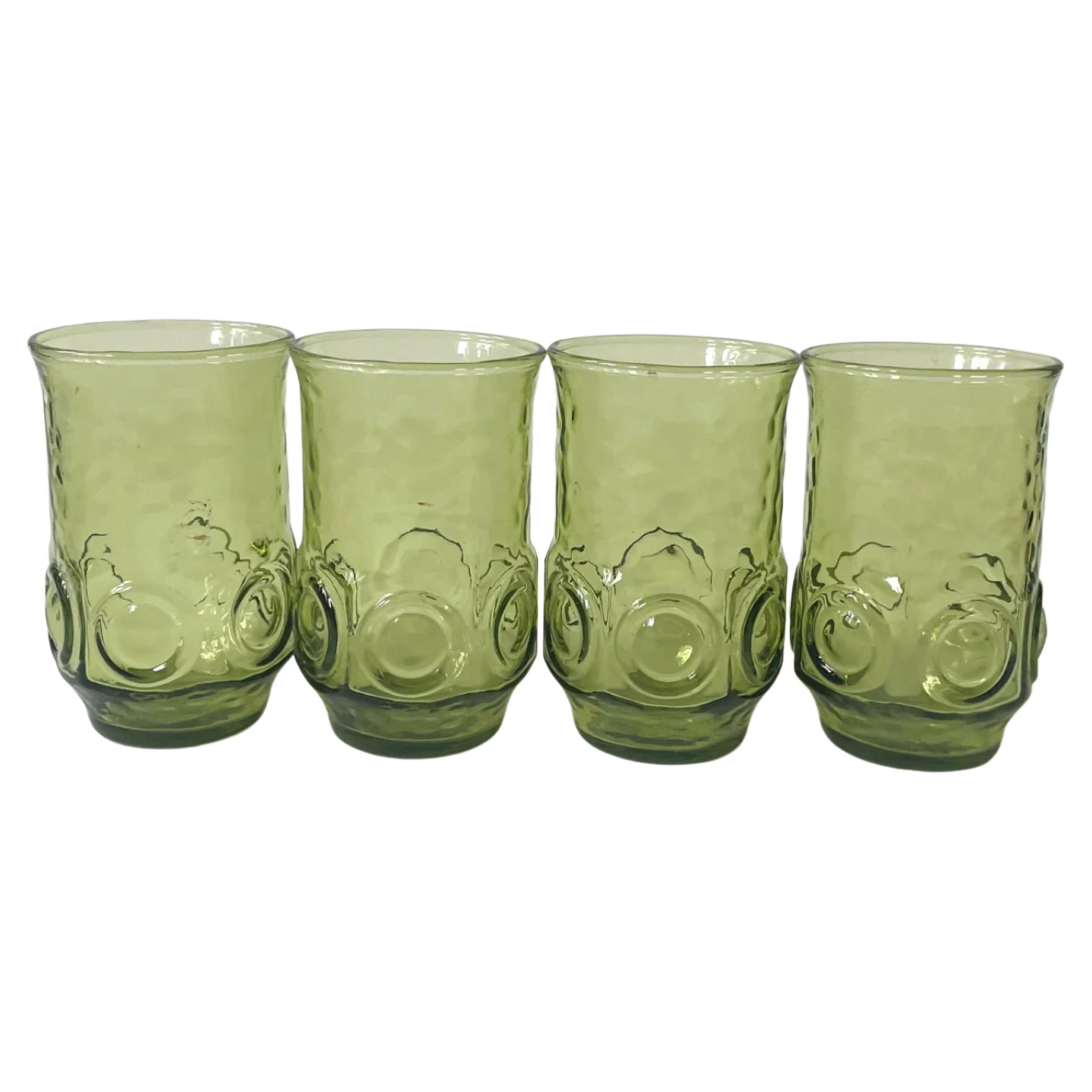 Set de 4 vasos vintage Anchor Hocking Heritage Hill verde aguacate