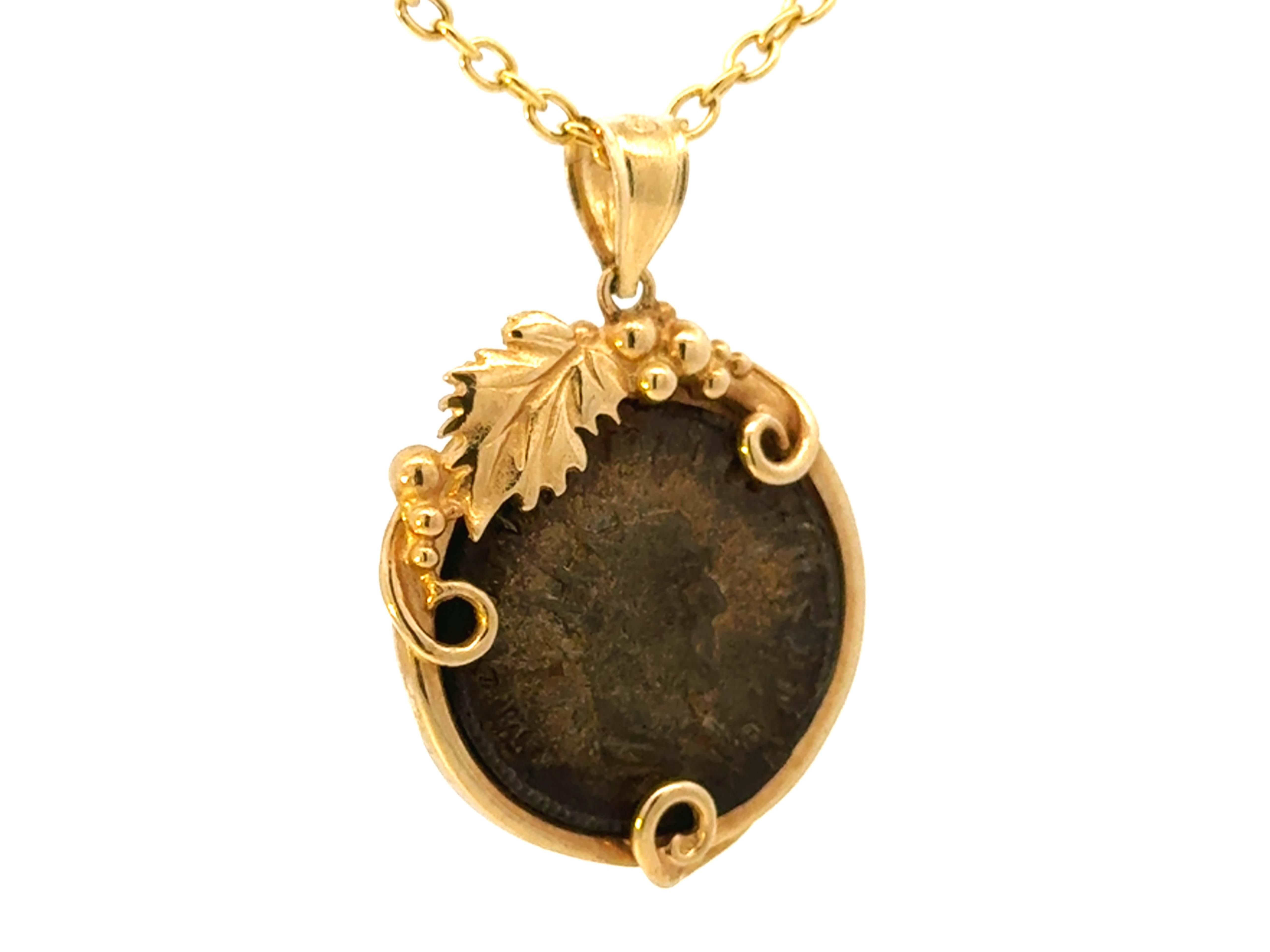 Montre Vine Vieille pièce romaine ancienne en or jaune 14 carats en vente 5