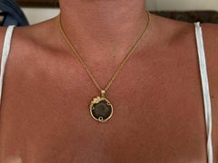 Vintage Ancient Roman Coin Gold Grape Vine Bezel 14k Yellow Gold