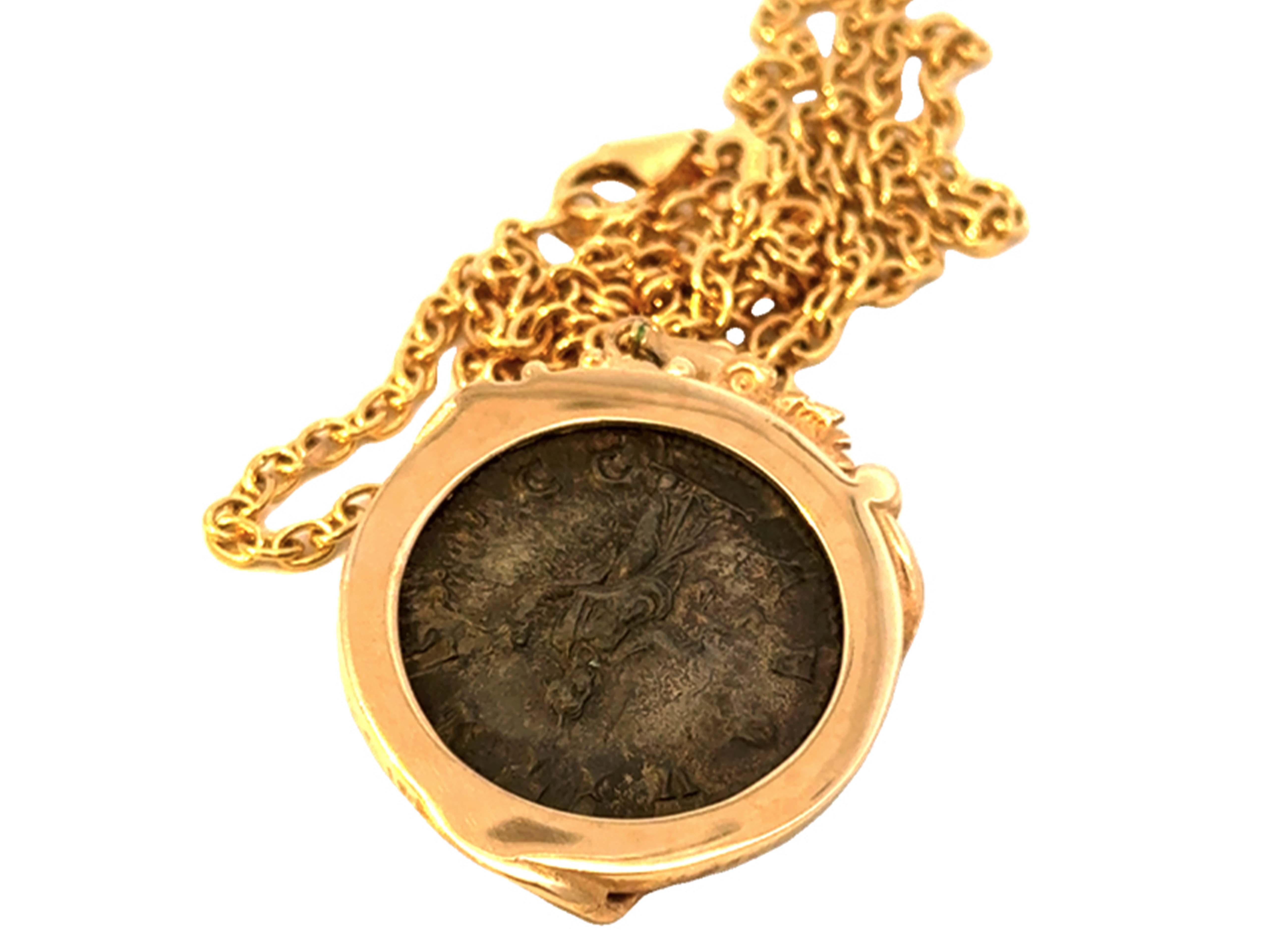 Montre Vine Vieille pièce romaine ancienne en or jaune 14 carats en vente 2