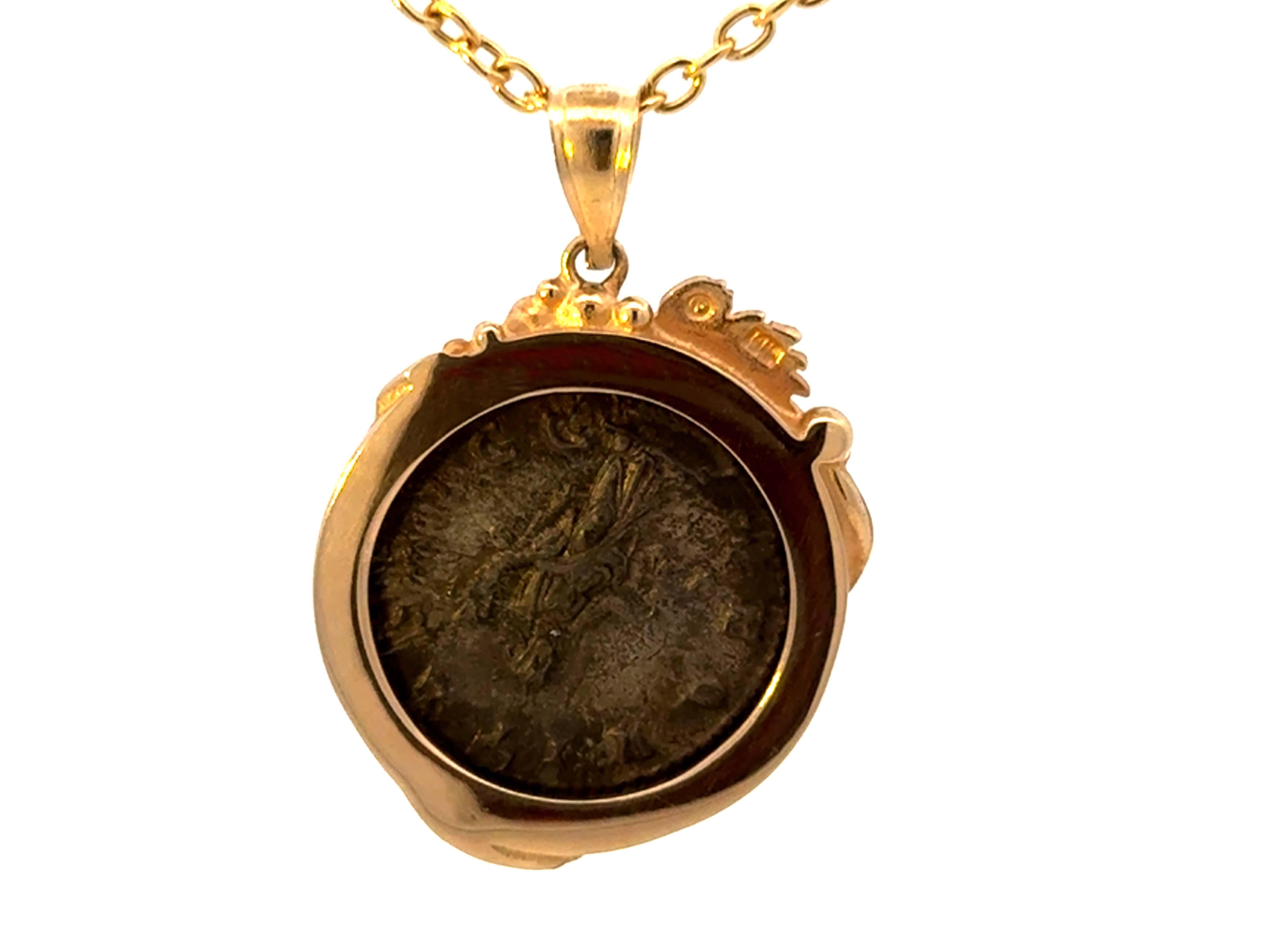 Montre Vine Vieille pièce romaine ancienne en or jaune 14 carats en vente 3