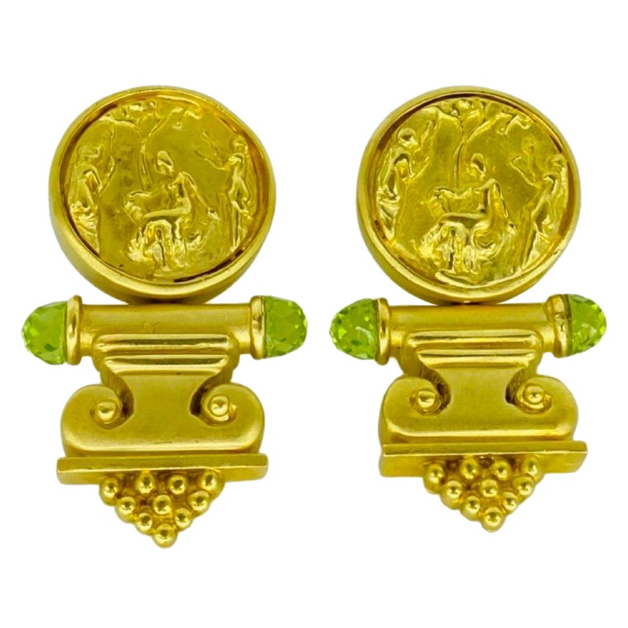 Orecchini a clip d'epoca Imperial Gold con peridoto e briolette in vendita
