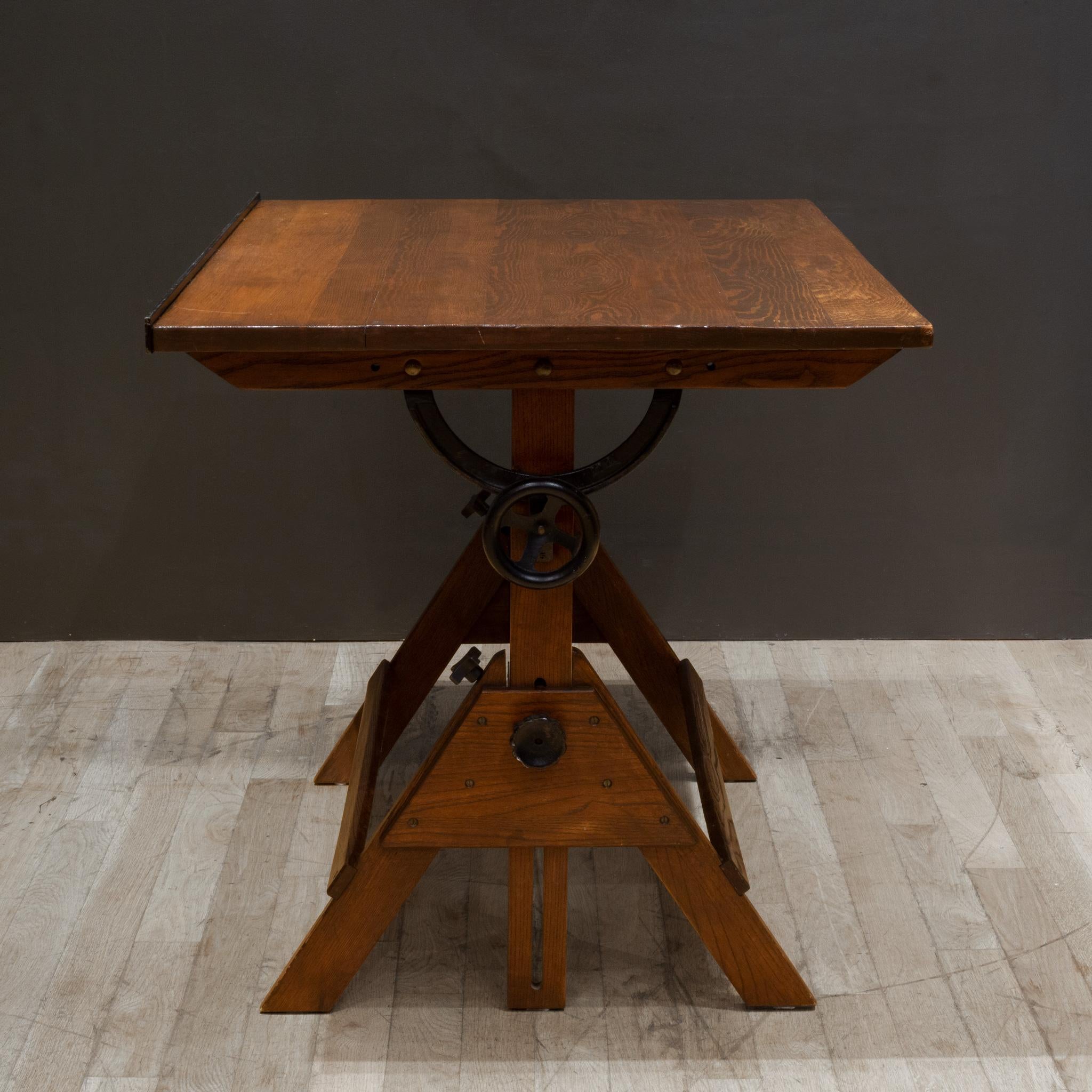 Vintage Anco Bilt Cast Iron and Wood Drafting Table/Desk c.1950 In Good Condition For Sale In San Francisco, CA