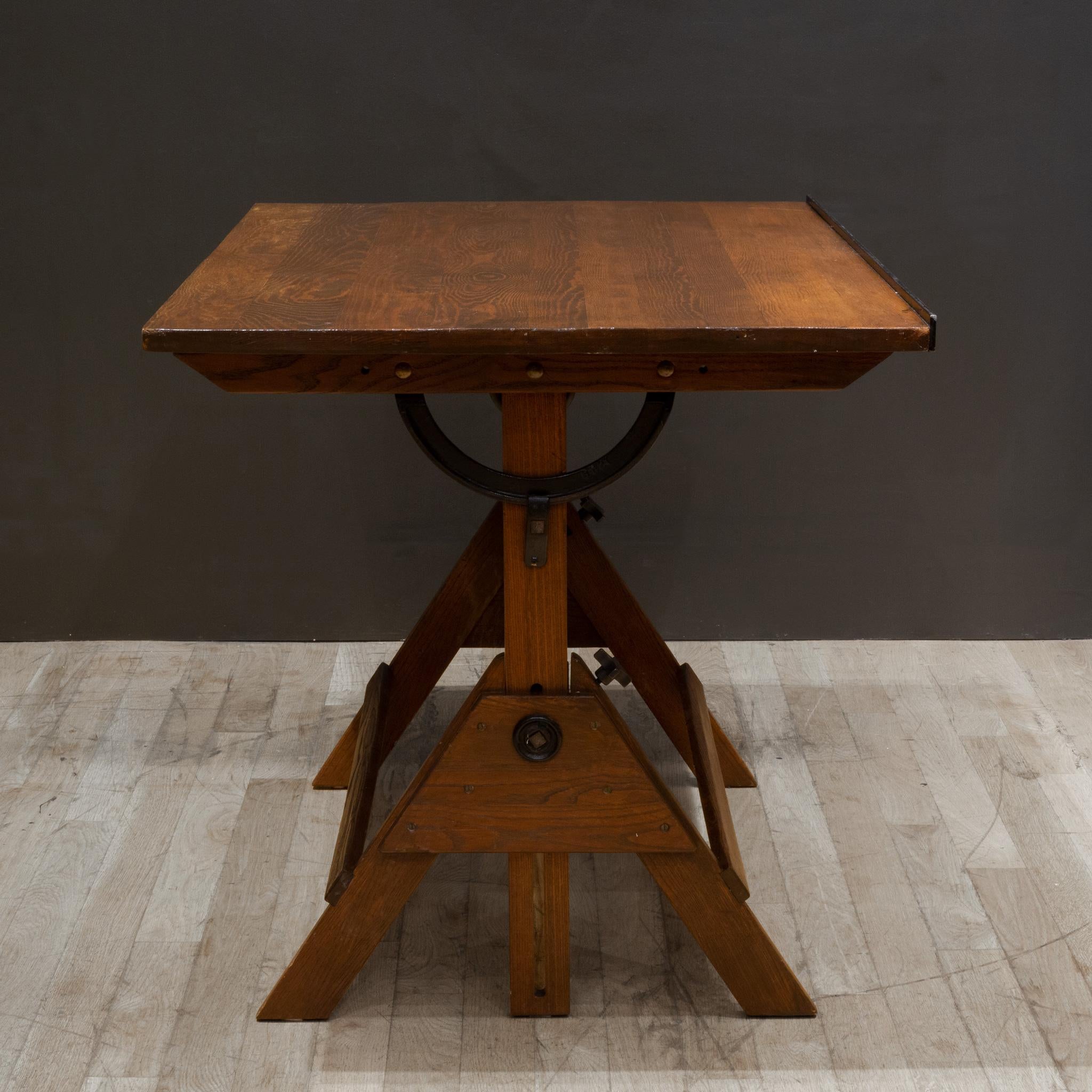 American Vintage Anco Bilt Cast Iron and Wood Drafting Table/Desk c.1950 For Sale
