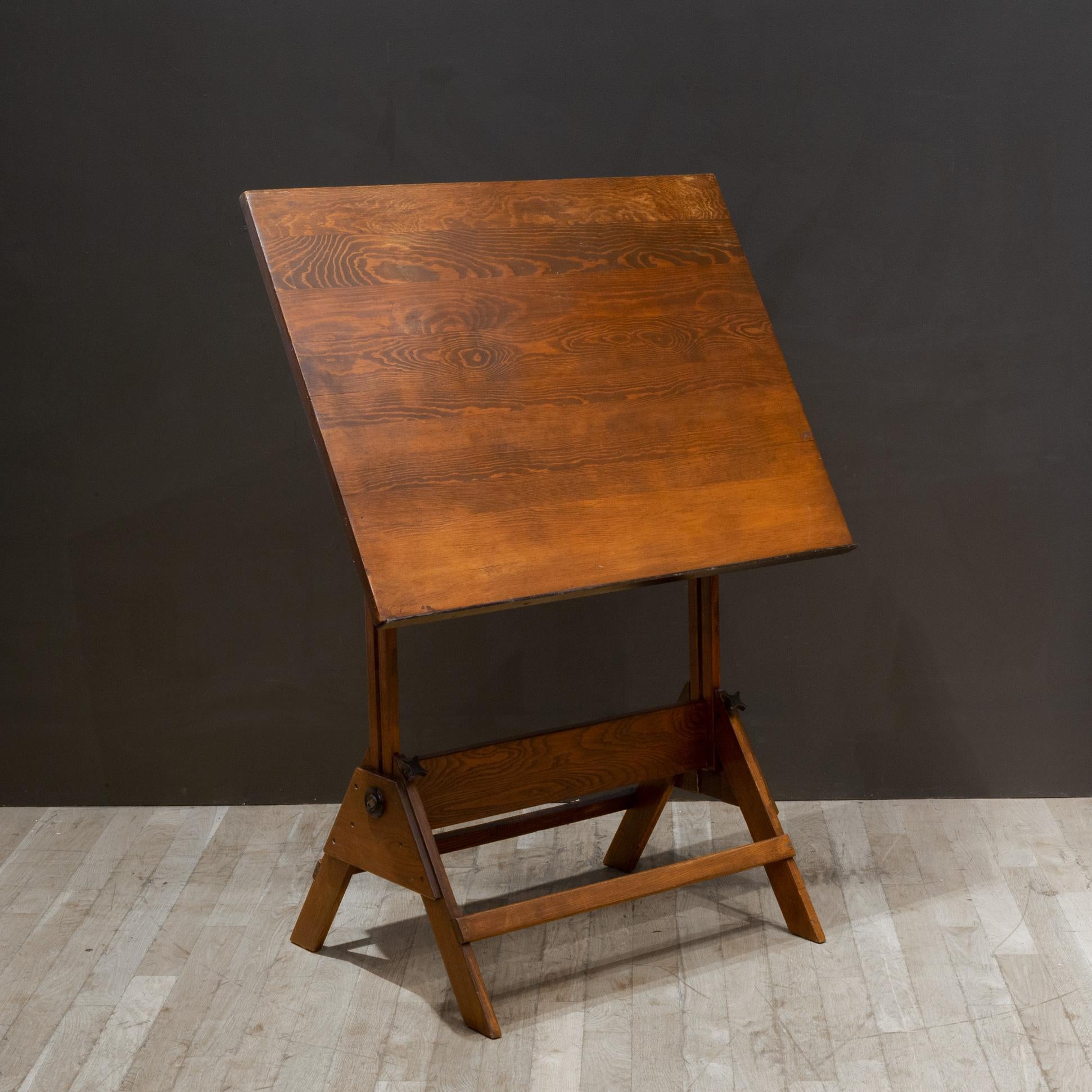 Steel Vintage Anco Bilt Cast Iron and Wood Drafting Table/Desk c.1950 For Sale