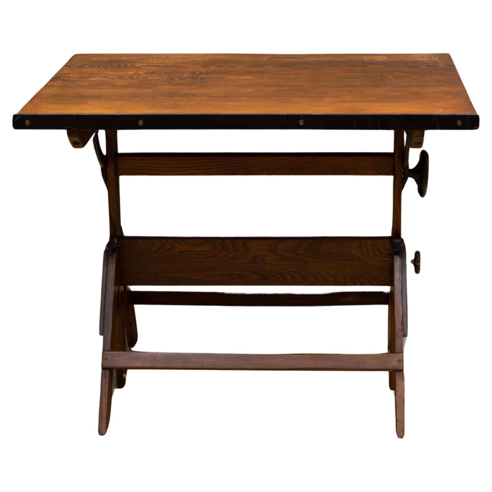 Vintage Anco Bilt Cast Iron and Wood Drafting Table/Desk c.1950 For Sale