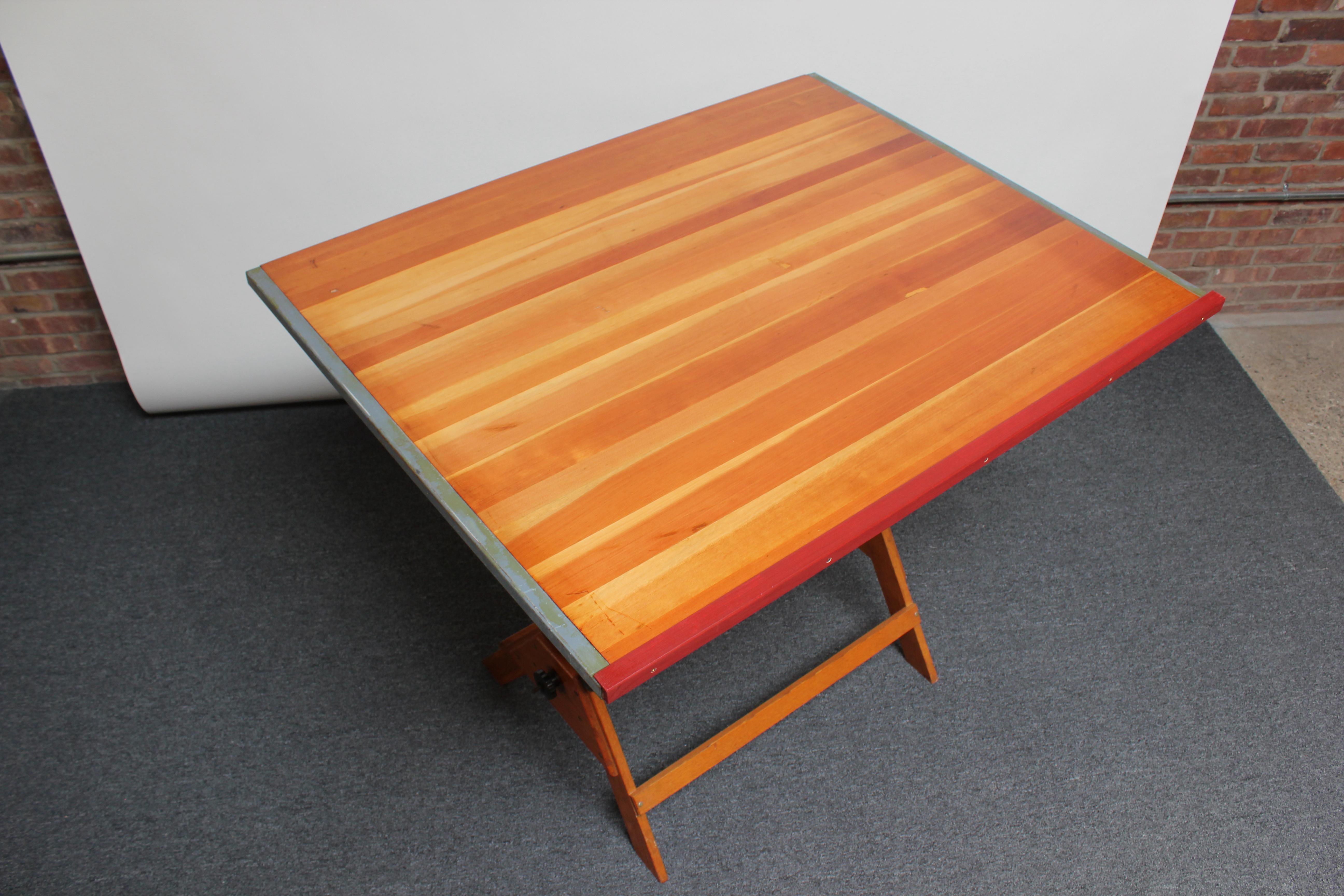 Mid-Century Modern Vintage Anco Bilt Drafting Table in Pine and Oak