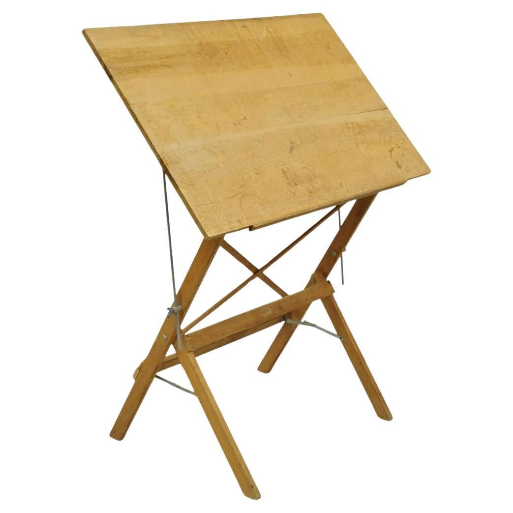 Vintage Anco Bilt Folding Solid Wood Industrial Drafting Table Writing Desk