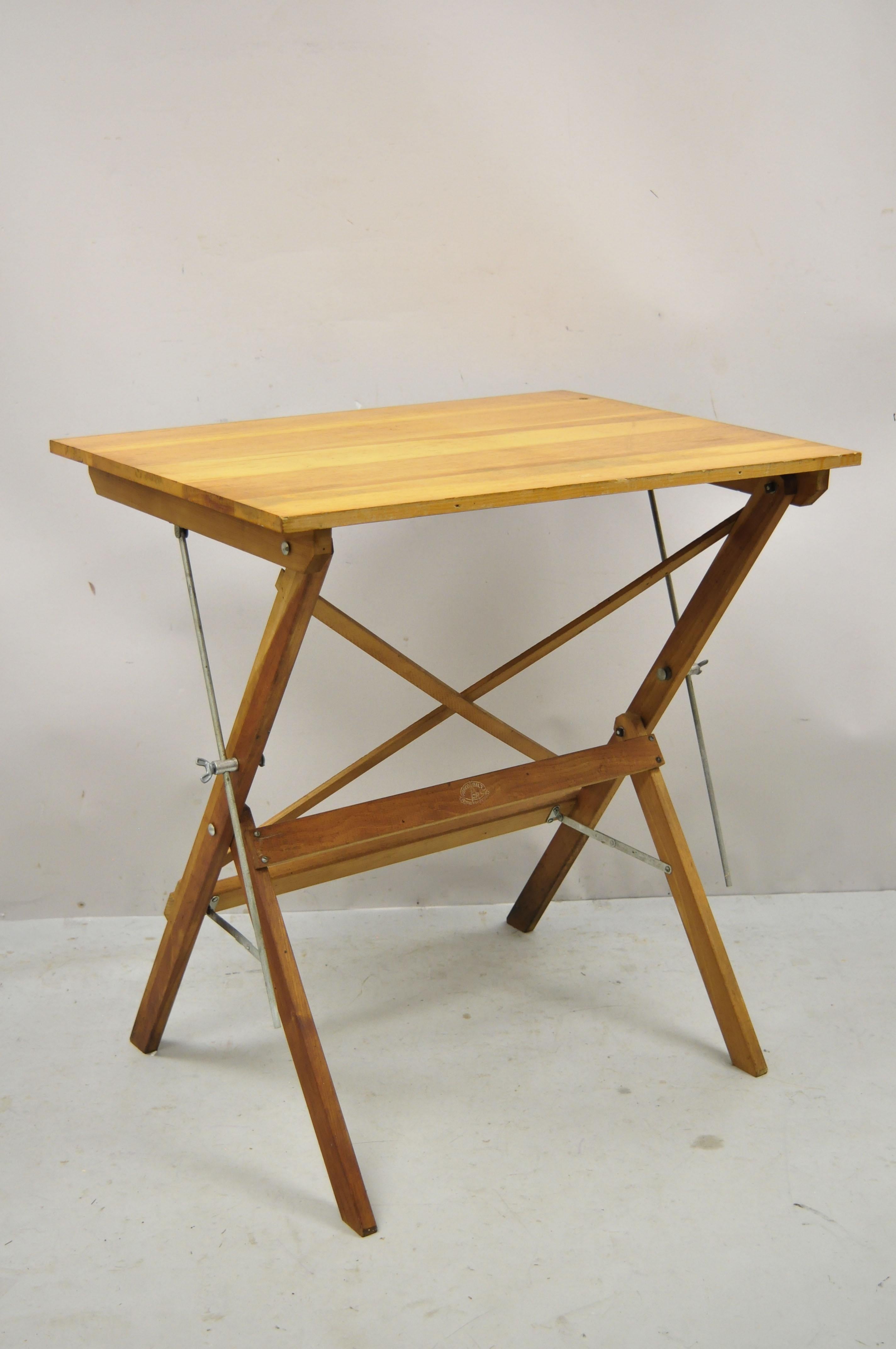 Vintage Anco Bilt Small Wooden Architect Drafting Table Folding Work Table Stand For Sale at