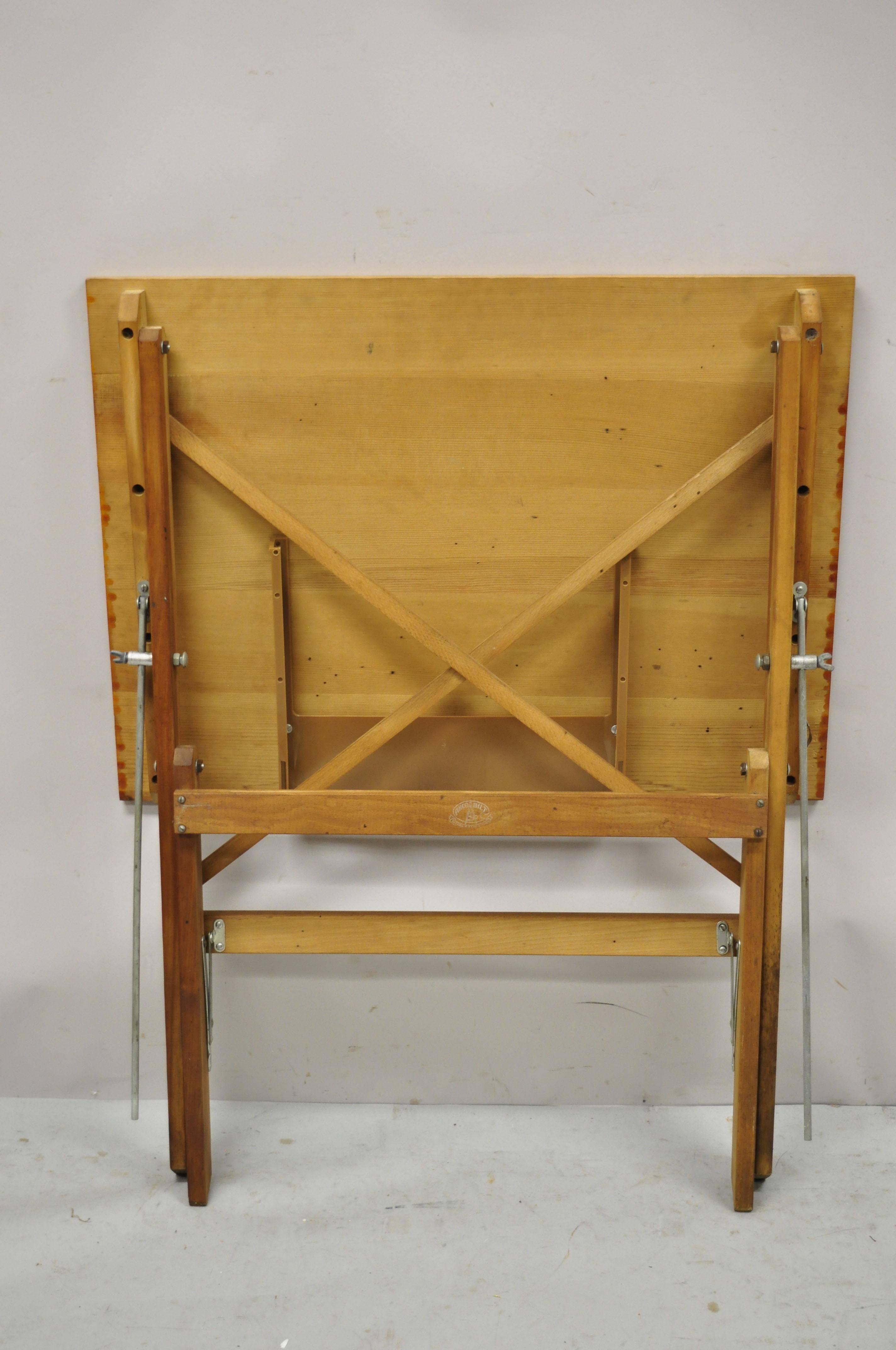 Vintage Anco Bilt Small Wooden Architect Drafting Table Folding Work Table Stand In Good Condition In Philadelphia, PA