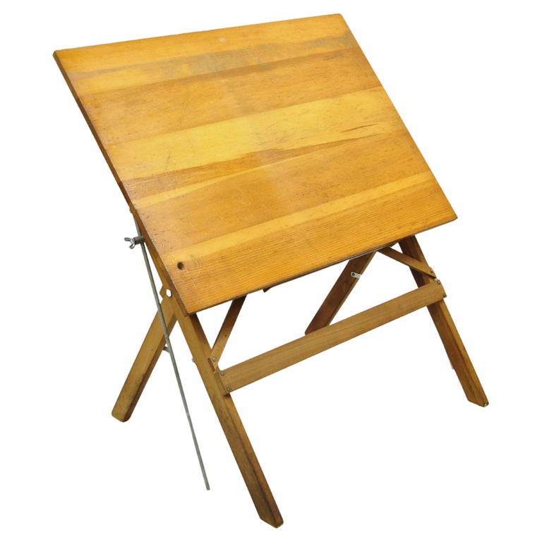 Vintage Anco Bilt Small Wooden Architect Drafting Table Folding Work