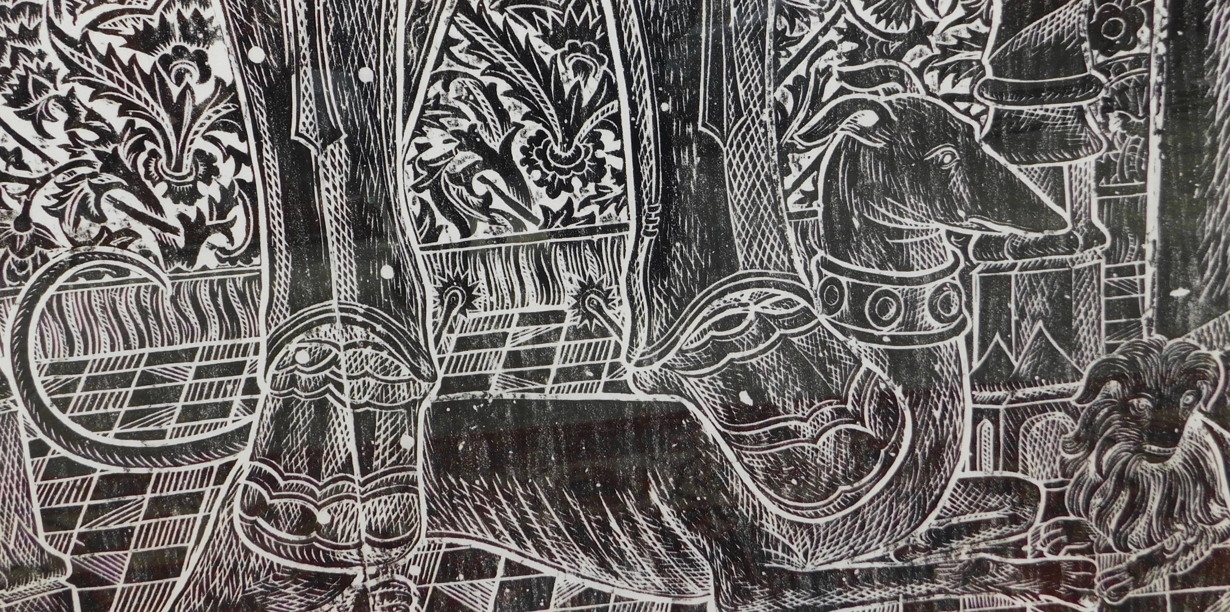 Vintage and Black Wax Rubbing on Paper of a 13th Century English Tomb Carving im Zustand „Gut“ in Antwerp, BE