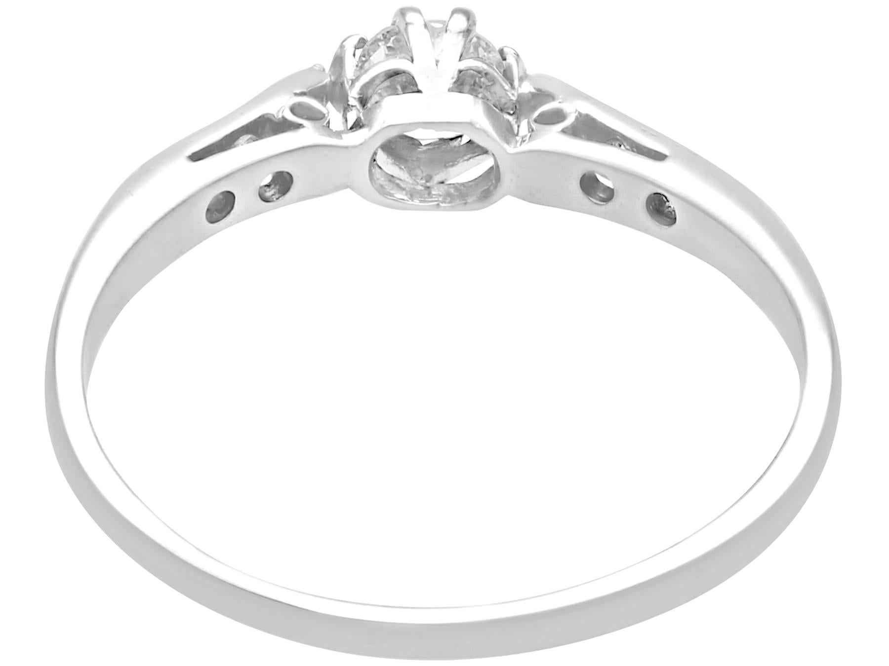 Round Cut Vintage and Contemporary 0.22Ct Diamond and 18k White Gold Solitaire Ring  For Sale