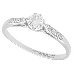 Retro and Contemporary 0.22Ct Diamond and 18k White Gold Solitaire Ring 