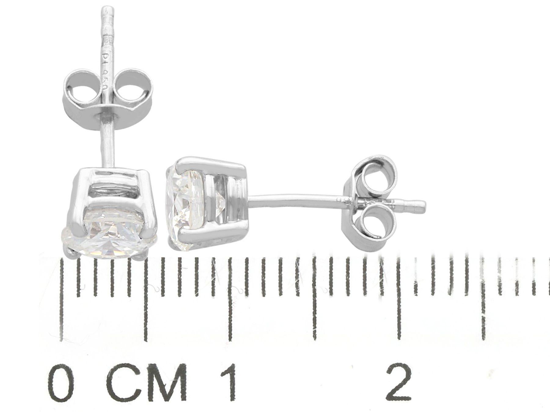 Boucles d'oreilles en platine et diamant de 1,41 carat Unisexe en vente