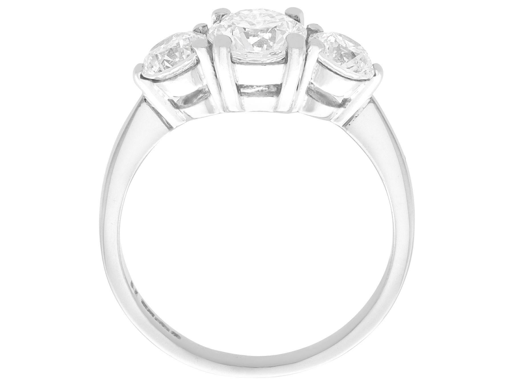 Women's or Men's Vintage and Contemporary 1.81 Carat Diamond and Platinum Trilogy Ring For Sale