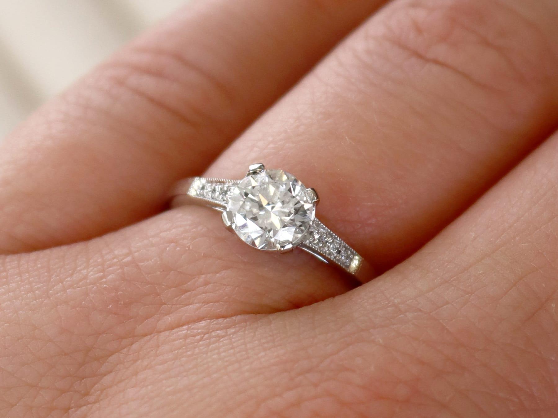 Round Cut Vintage and Contemporary Diamond and Platinum Solitaire Ring For Sale