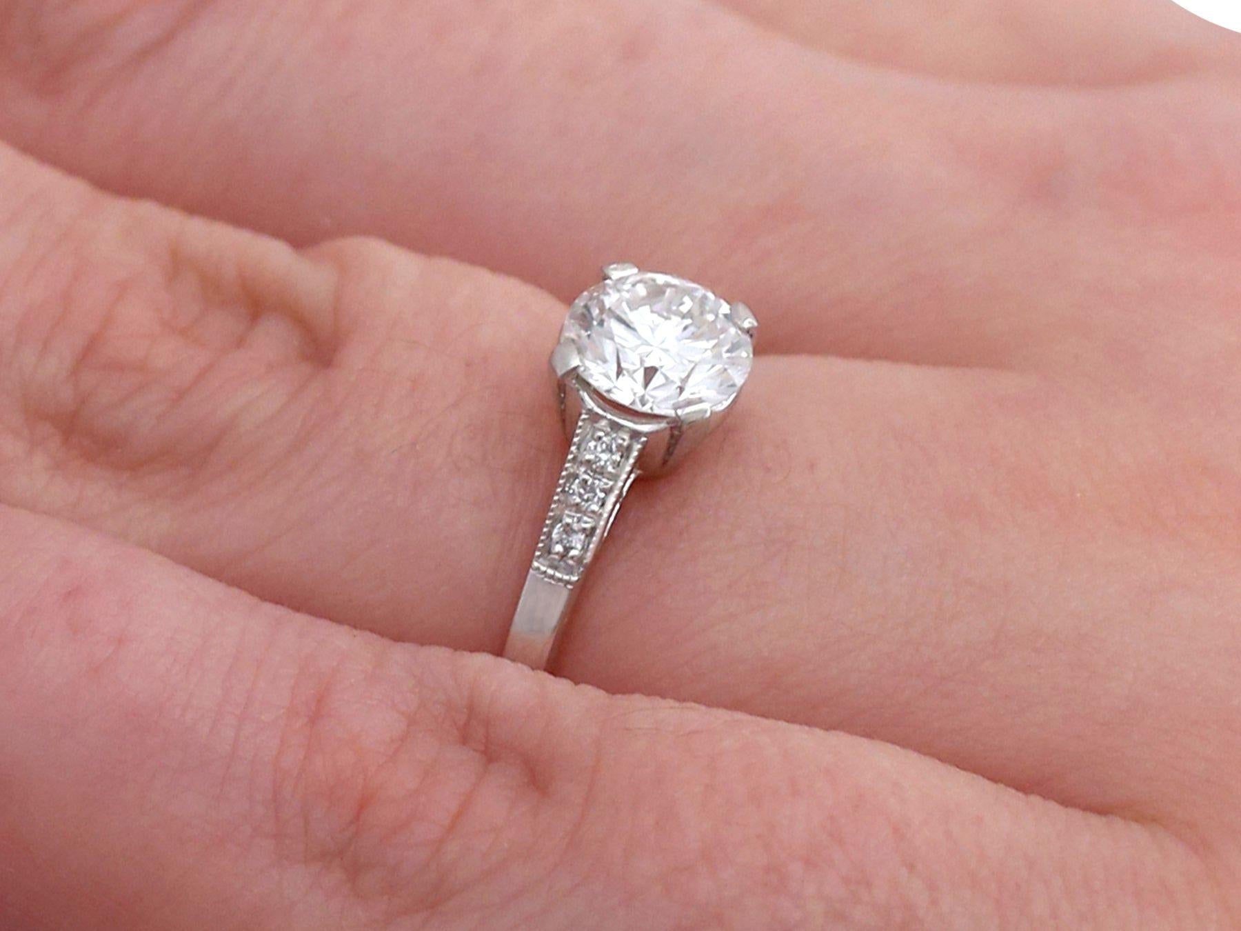 Vintage and Contemporary Diamond and Platinum Solitaire Ring For Sale 2