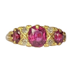 Vintage and Diamond 18 Carat Gold Three-Stone Ring