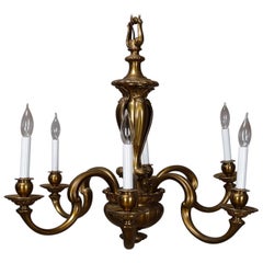 Vintage and Large French Empire Bronze 6-Light Chandelier, circa 1940