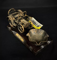 Vintage and Rare 1910 Ford Metal Sculpture on Wooden Base by Ferroantic - 2Y368