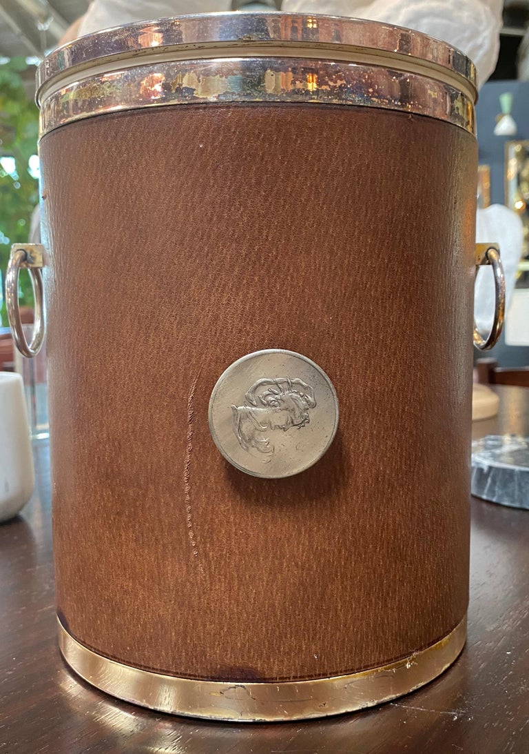 Stunning Gucci wine or water cooler in leather and chrome.
The cooler is in vintage condition and is signed on the side 