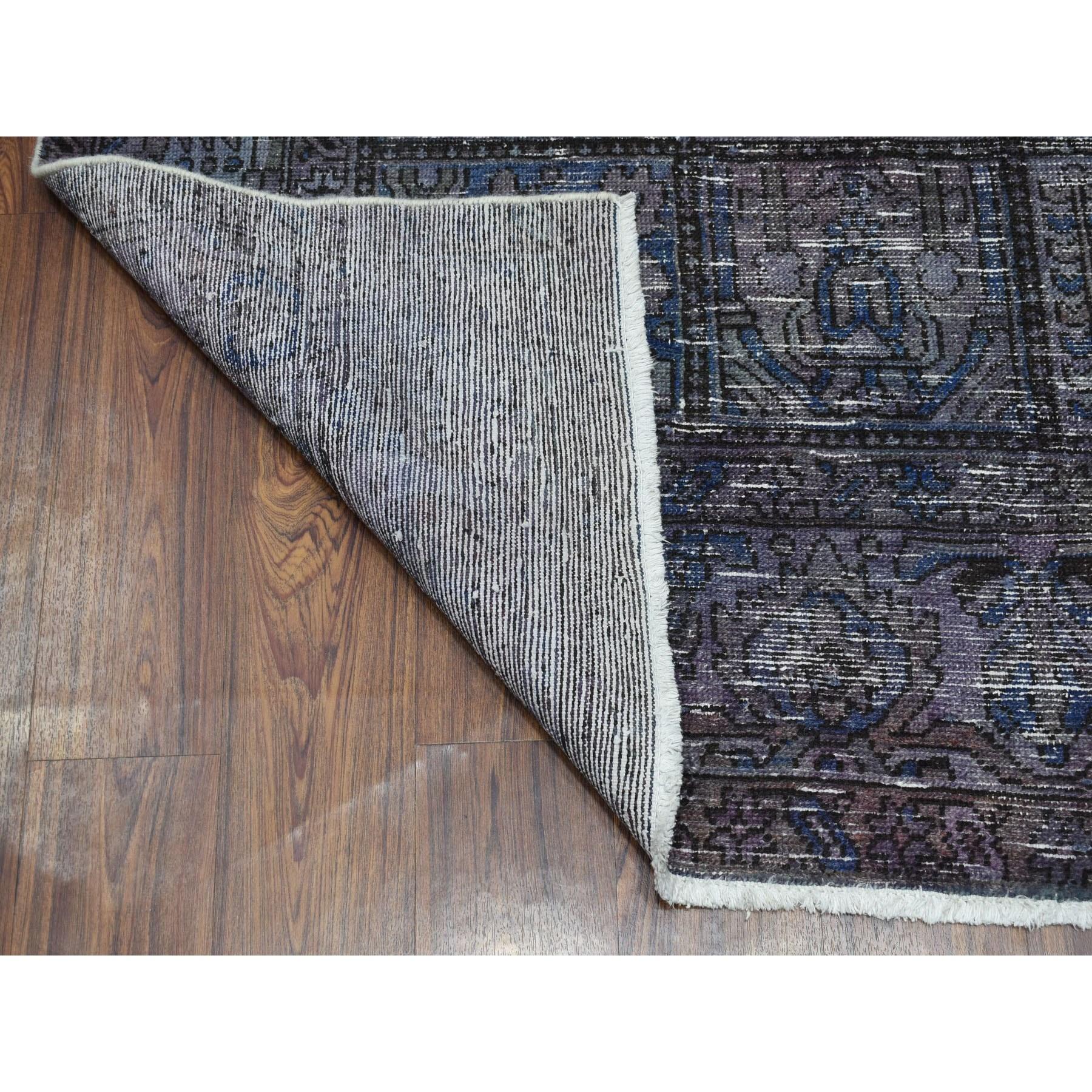 Medieval Vintage And Worn Down Distressed Colors Persian Shiraz Hand Knotted Bohemian Rug For Sale