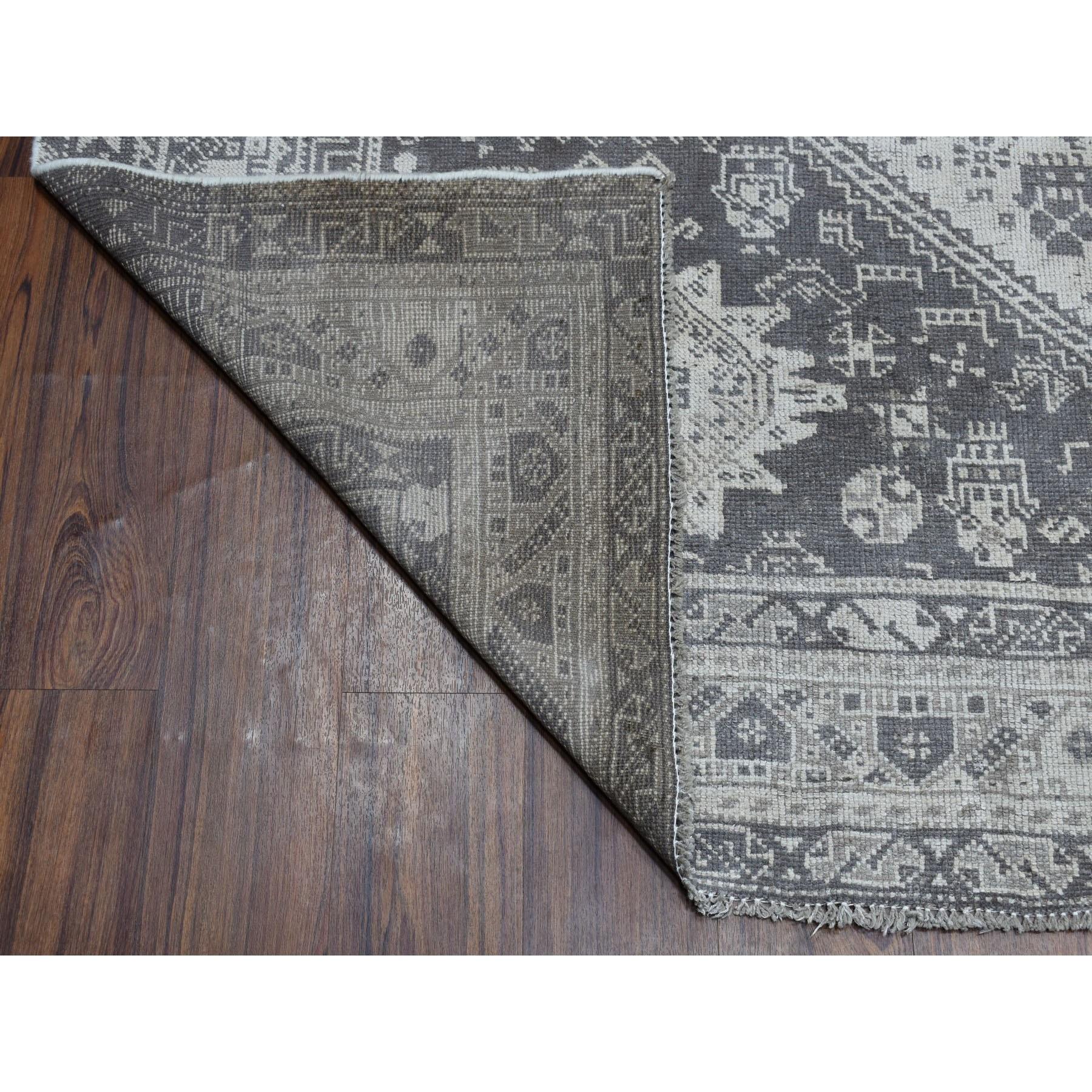 Medieval Vintage And Worn Down Distressed Colors Persian Shiraz Hand Knotted Bohemian Rug For Sale