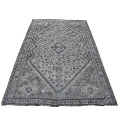 Used And Worn Down Distressed Colors Persian Shiraz Hand Knotted Bohemian Rug