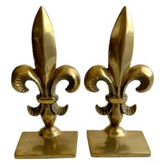 Vintage Andrea by Sadek Solid Brass Fleur-de-Lis Bookends – Elegant Home Library