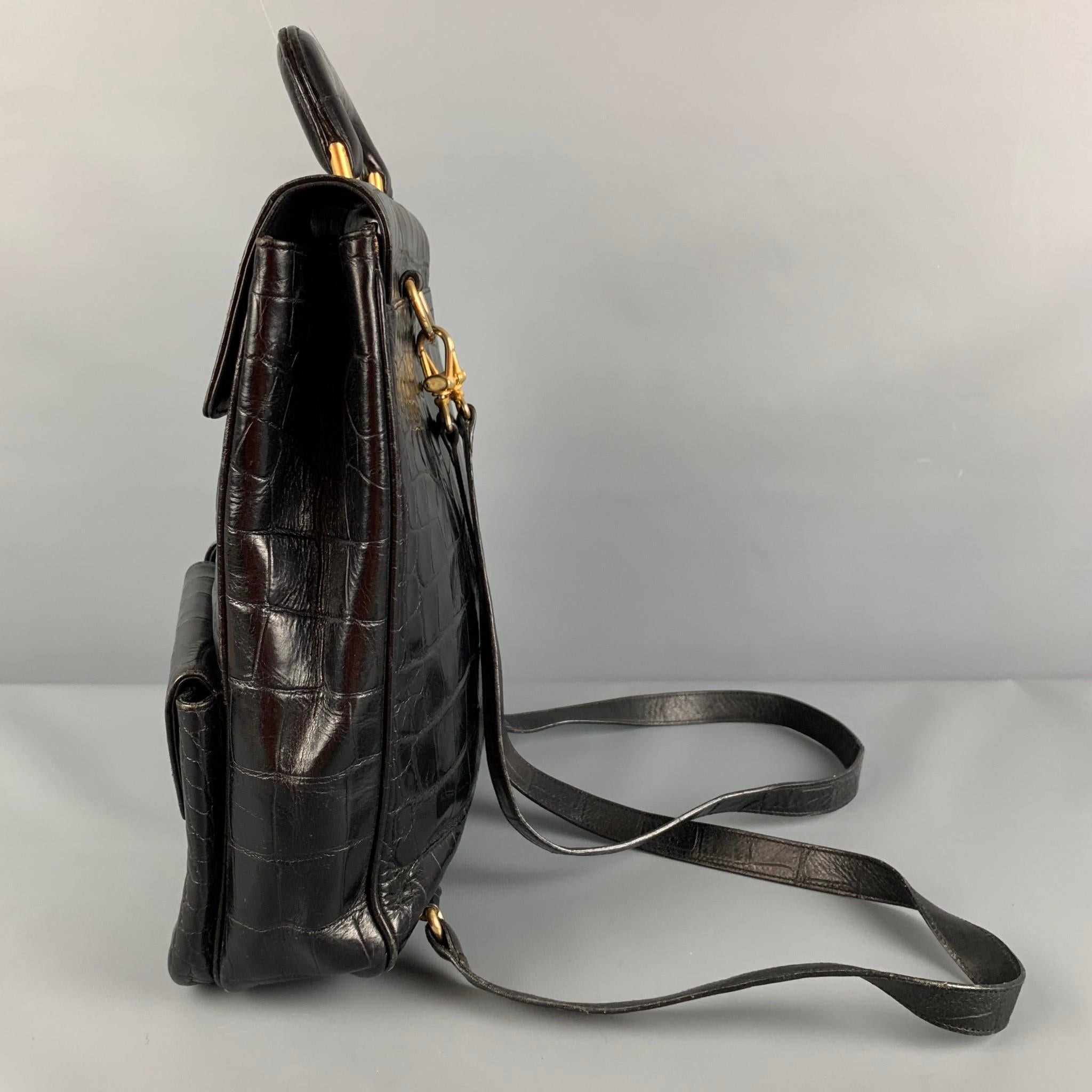 Vintage ANDREA PFISTER Black Alligator Leather Backpack In Good Condition In San Francisco, CA