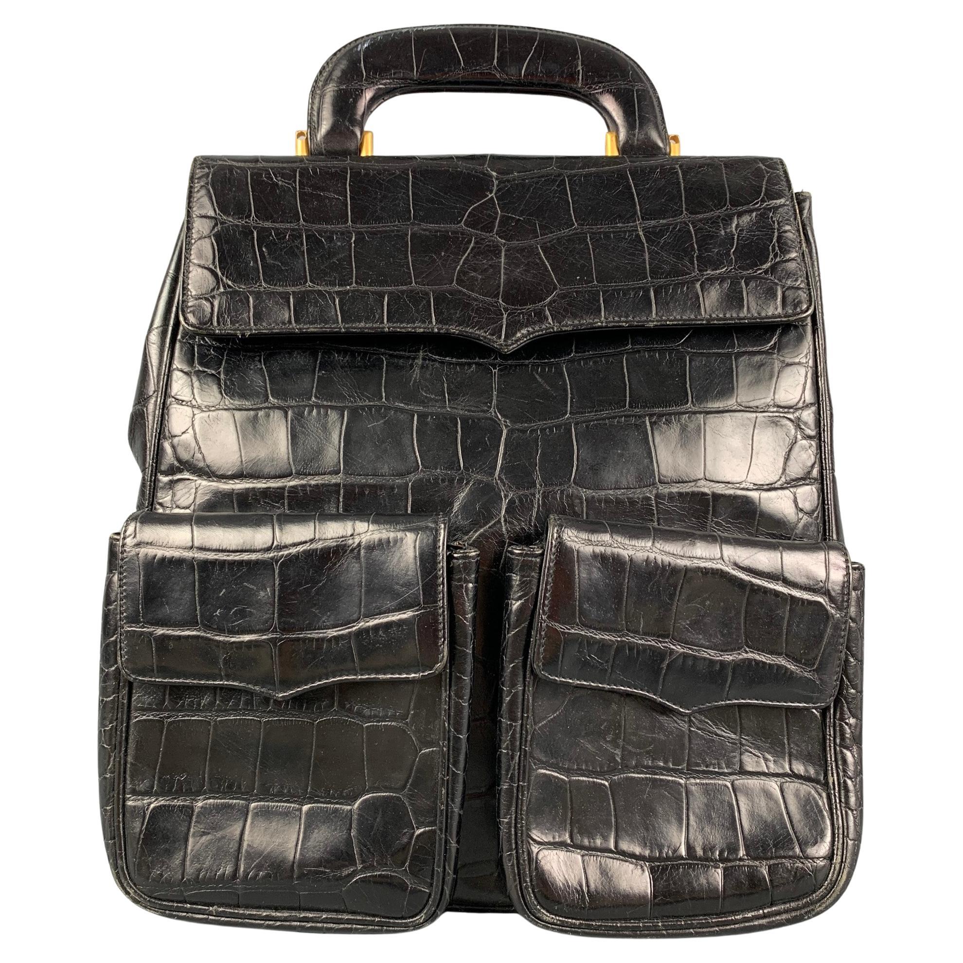 Vintage ANDREA PFISTER Black Alligator Leather Backpack