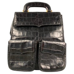 Vintage ANDREA PFISTER Black Alligator Leather Backpack