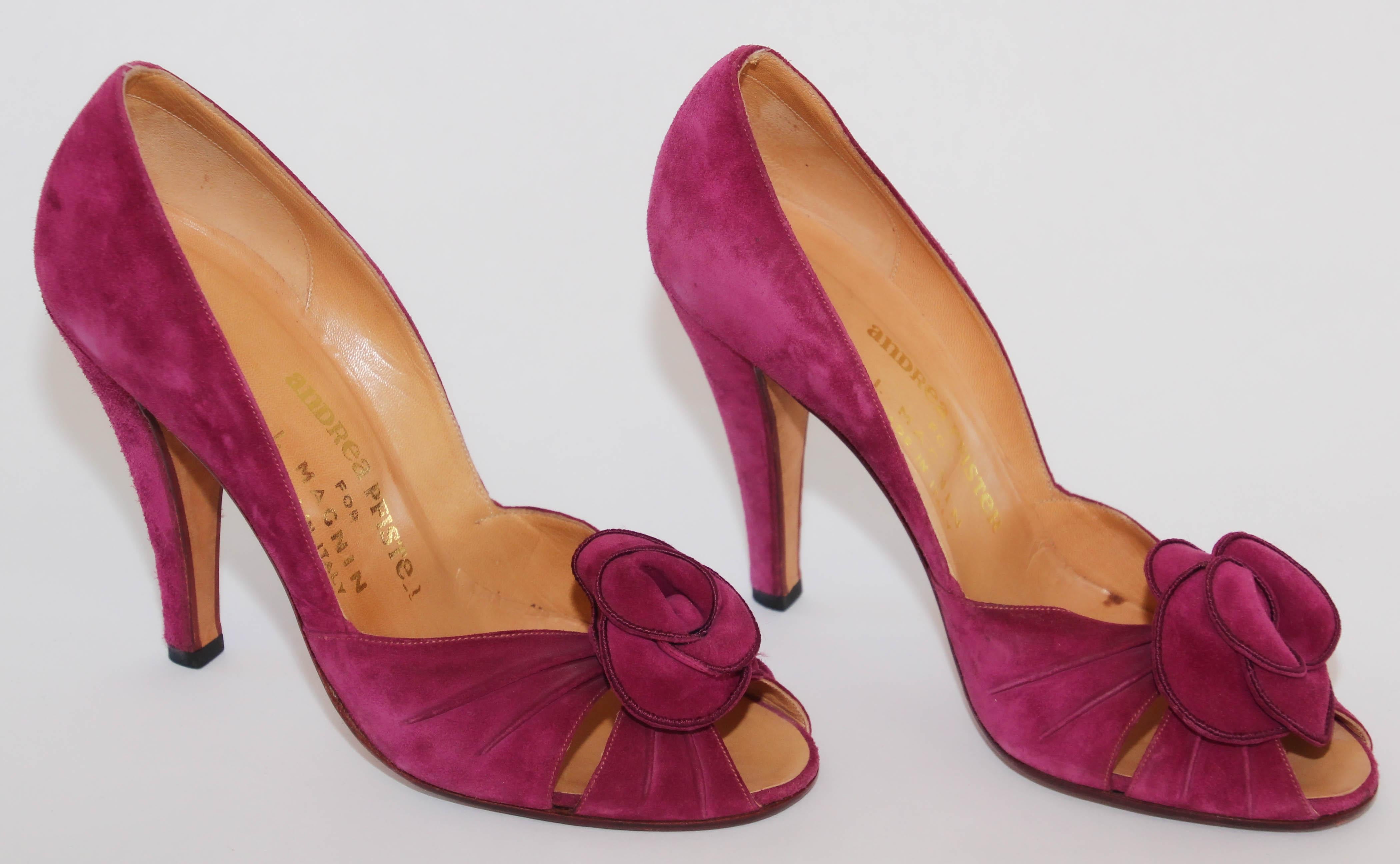 Chaussures roses vintage Andrea Pfister Couture taille US 7 pour I Magnin, années 1980 en vente 11