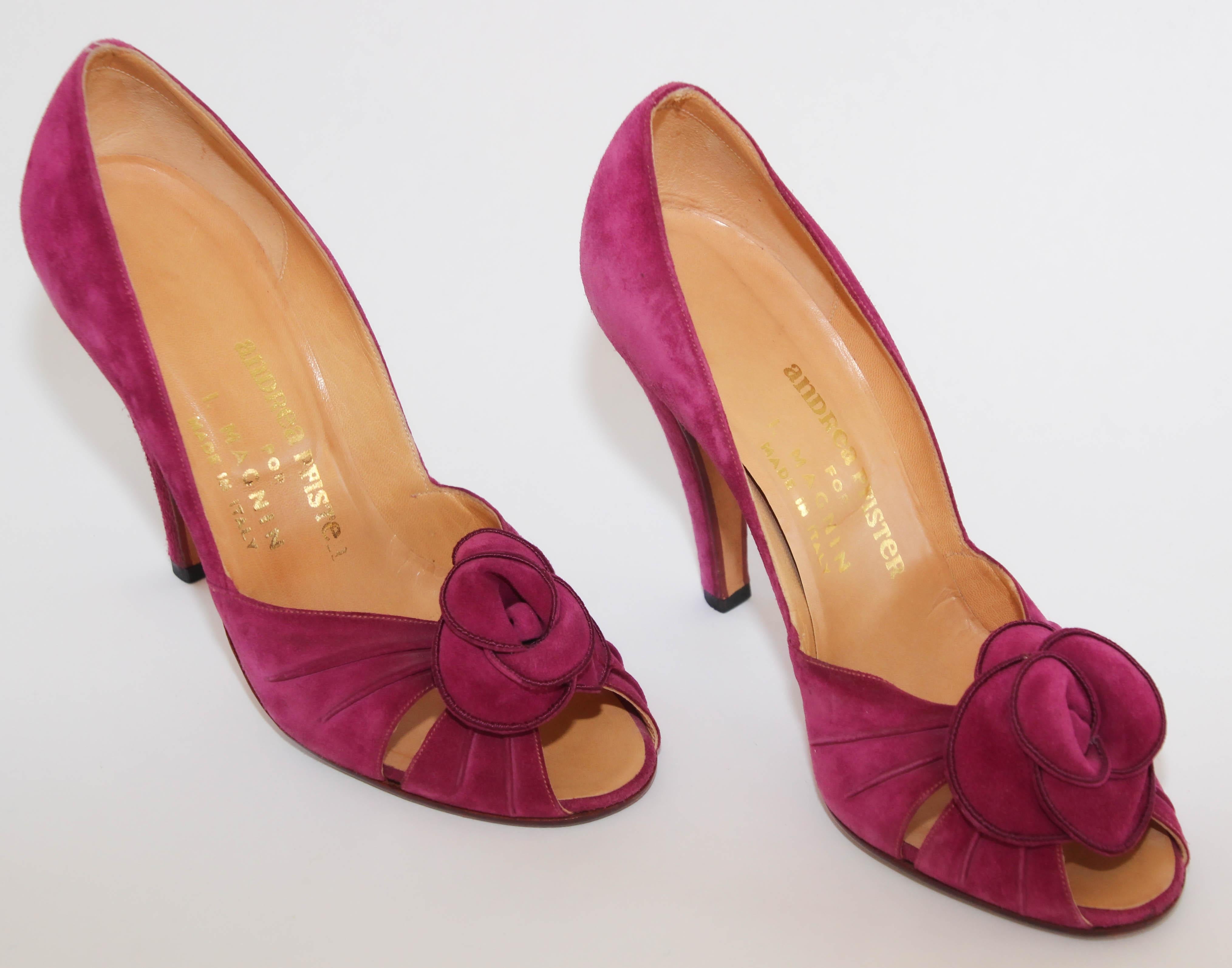 Marron Chaussures roses vintage Andrea Pfister Couture taille US 7 pour I Magnin, années 1980 en vente