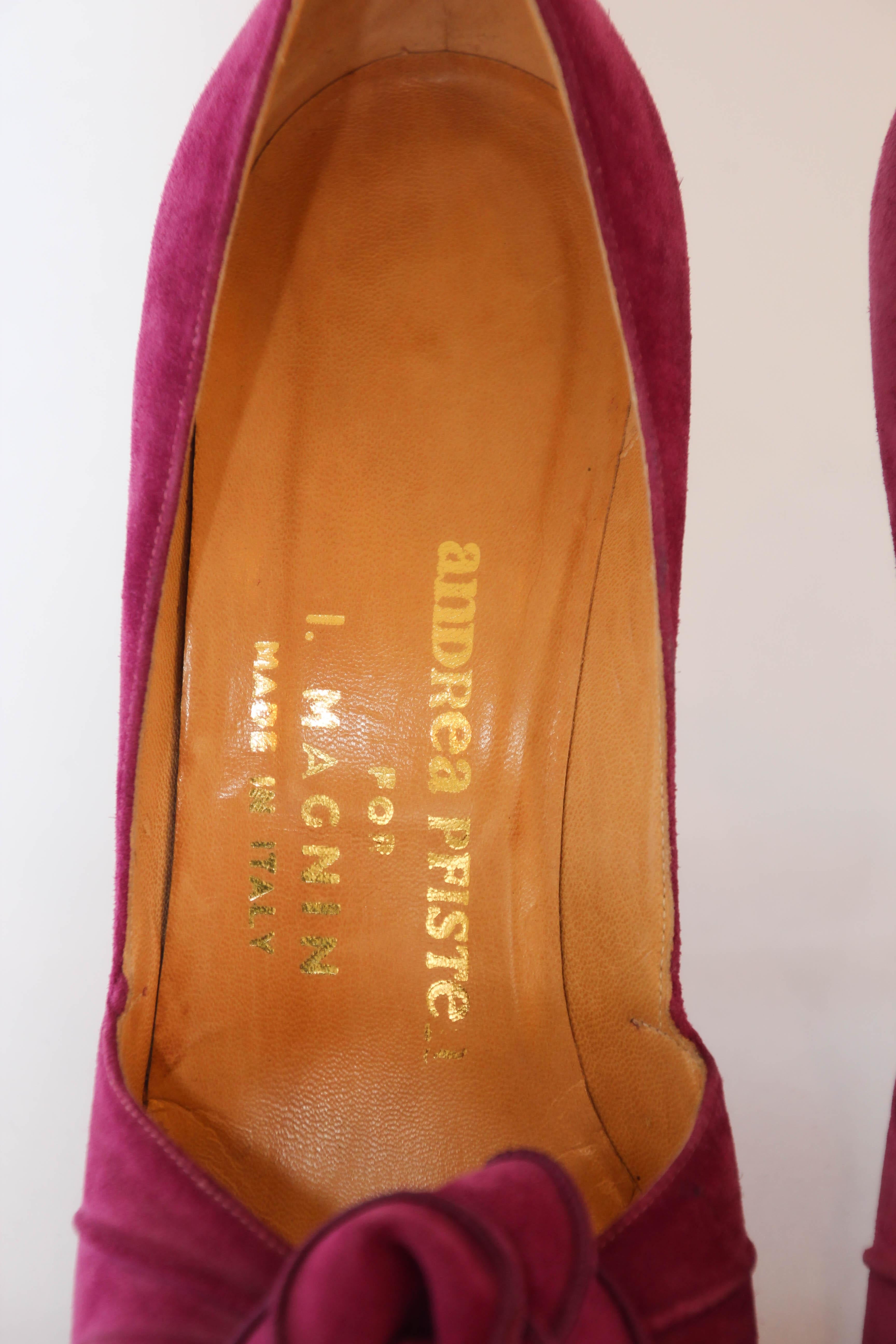 Chaussures roses vintage Andrea Pfister Couture taille US 7 pour I Magnin, années 1980 en vente 1