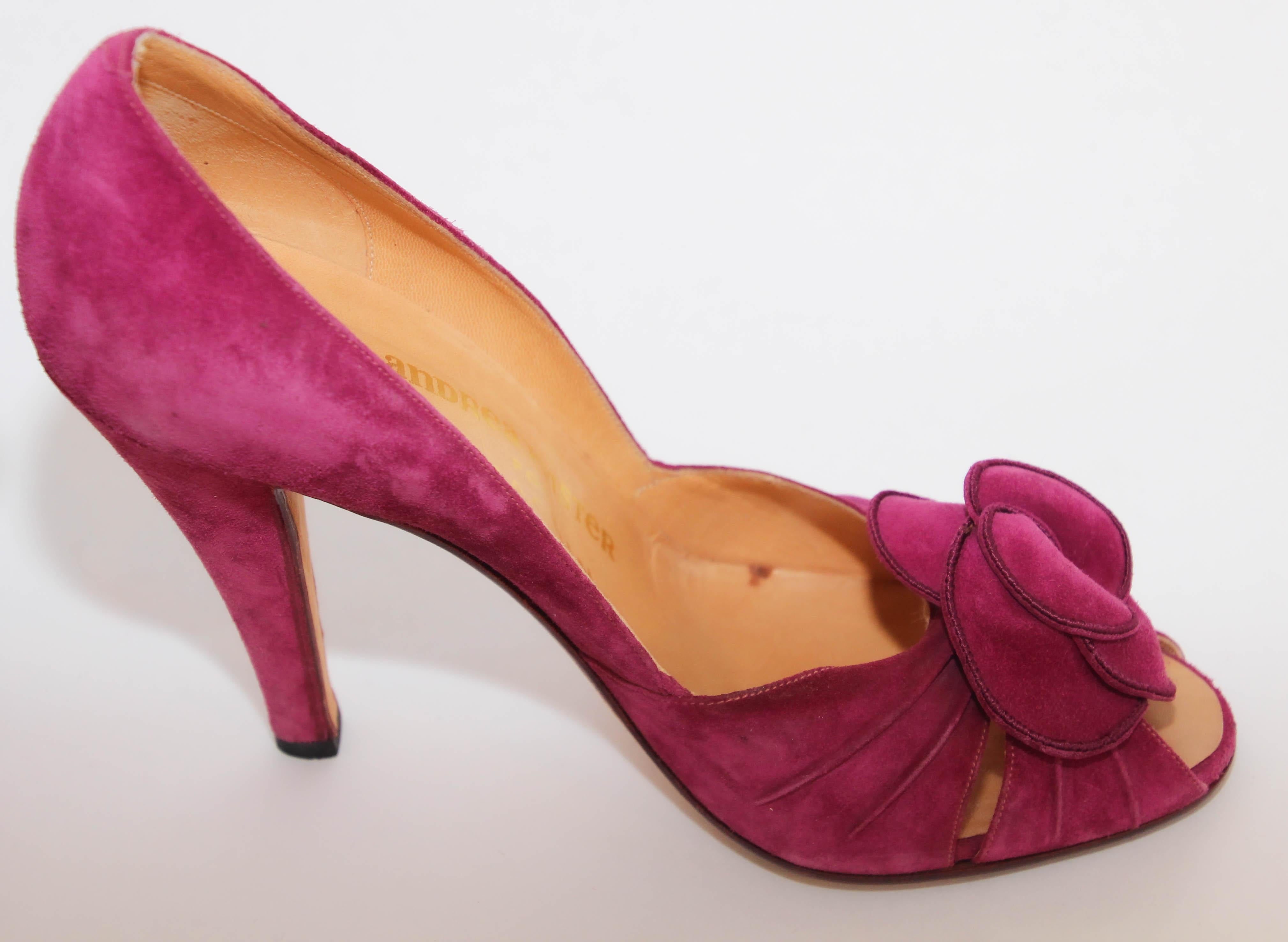 Chaussures roses vintage Andrea Pfister Couture taille US 7 pour I Magnin, années 1980 en vente 4