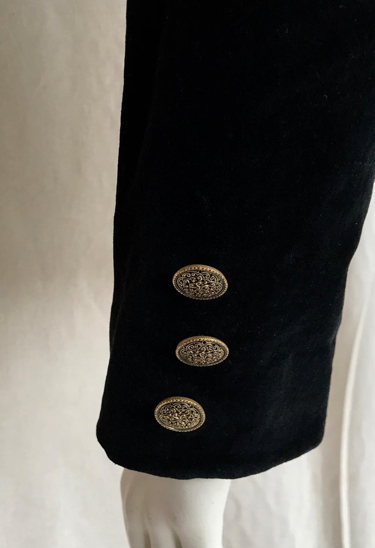 Vintage Andres Belgian Black Velvet Cropped Jacket with Gold Tassel