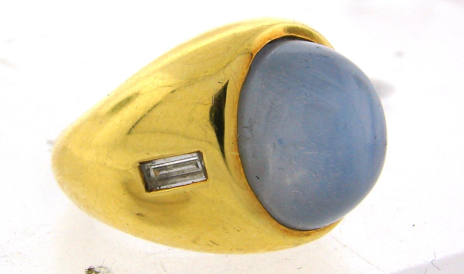 Vintage Andrew Clunn Star Sapphire Ring Diamante Oro in vendita 5