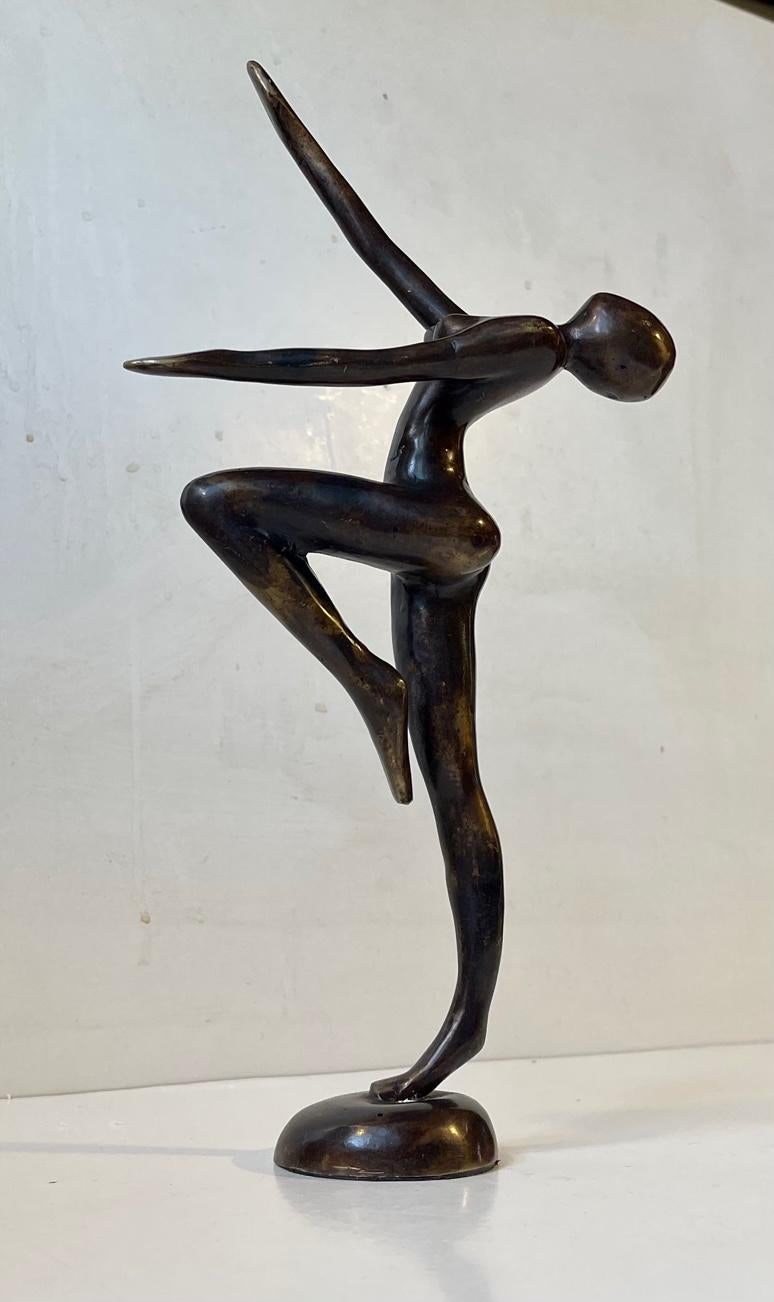 Art Deco Vintage Androgynous Sculpture in Patinated Bronze