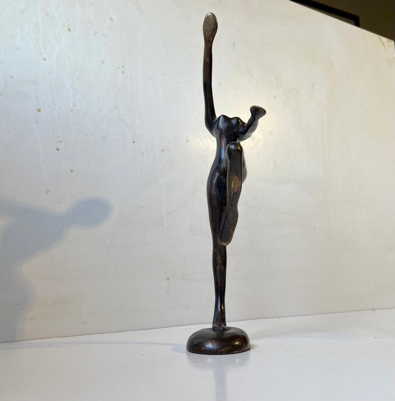 Vintage Androgynous Sculpture in Patinated Bronze 1