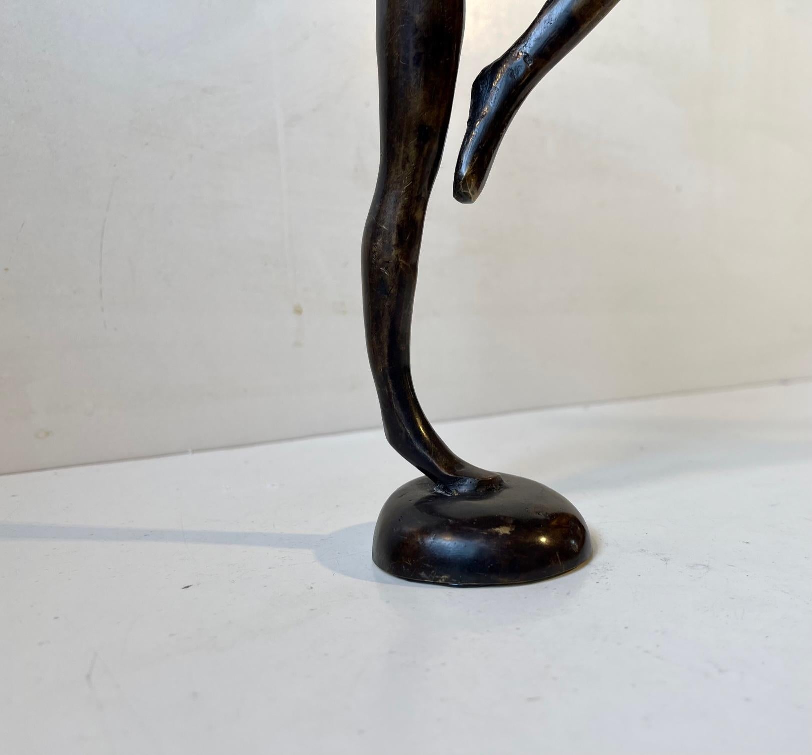 Vintage Androgynous Sculpture in Patinated Bronze 2