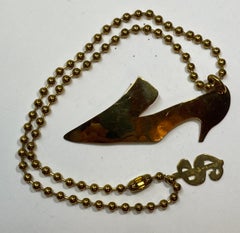 Vintage Andy Warhol "Just Dress To Mingle" Gilded Gold Hardware Pendant & Chain