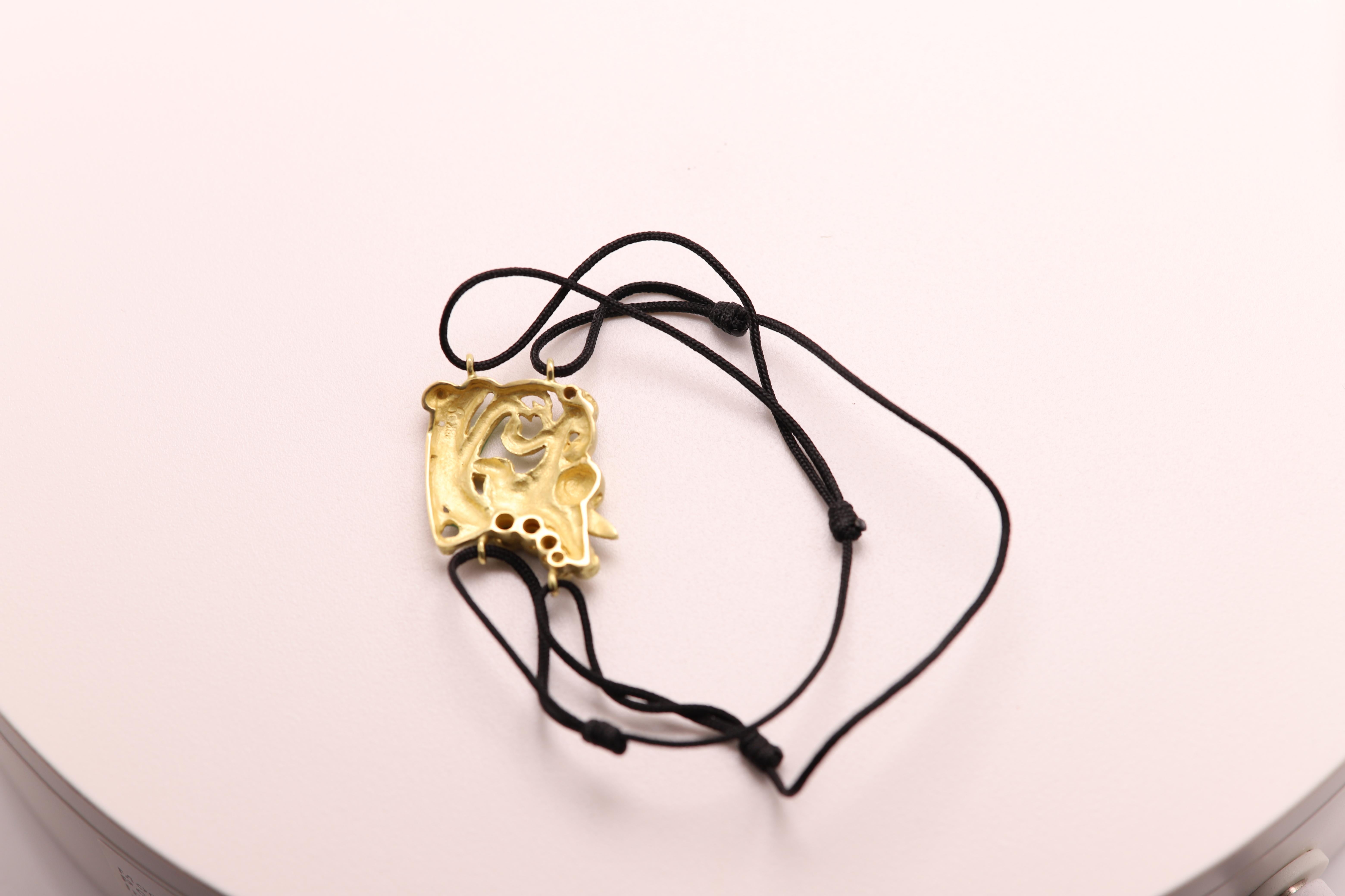 Bracelet ange en or jaune 18 carats, émail et diamants, style nouveau 1910 en vente 1