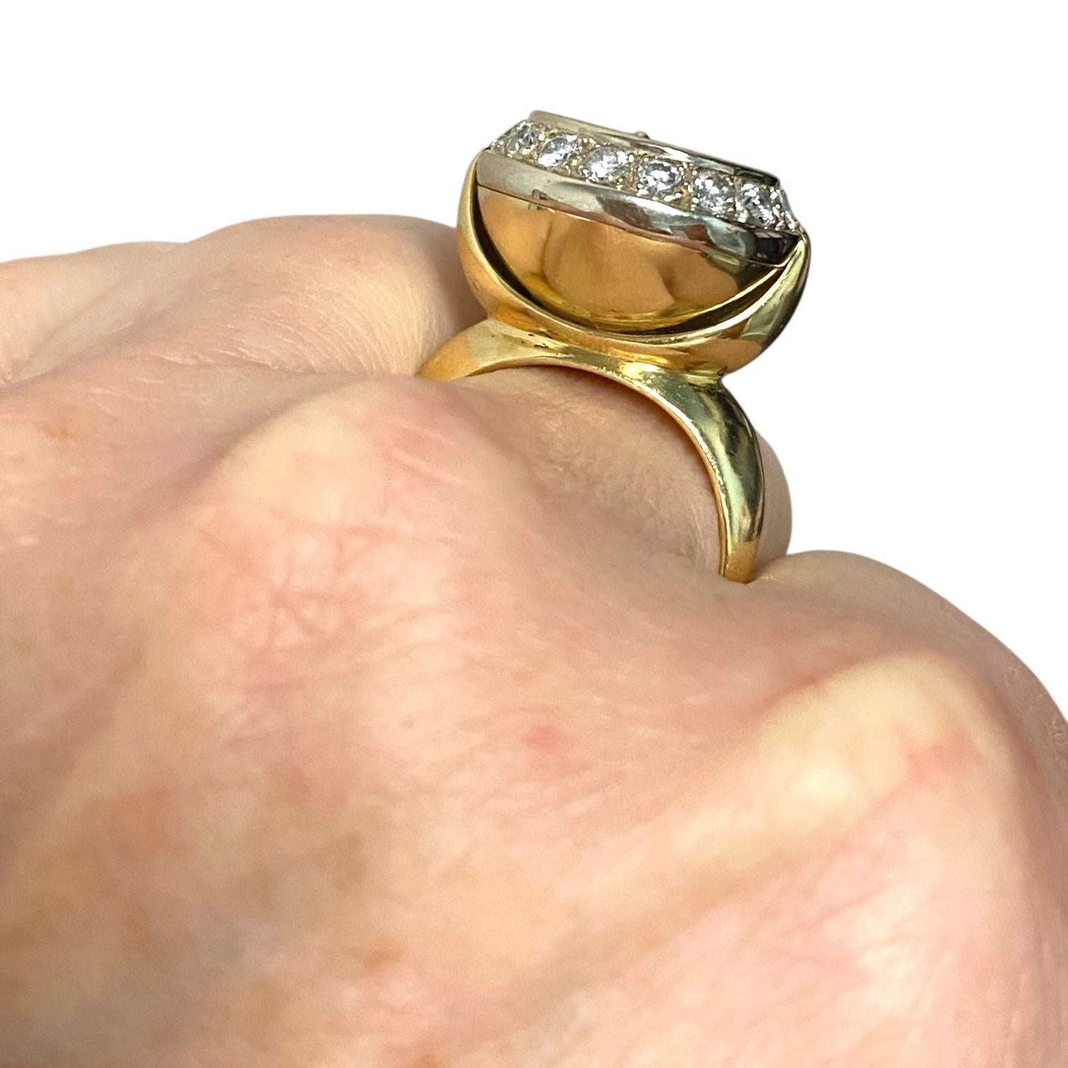 Vintage Angel Castelo 18K Onyx Diamond Spinner Ring im Angebot 2