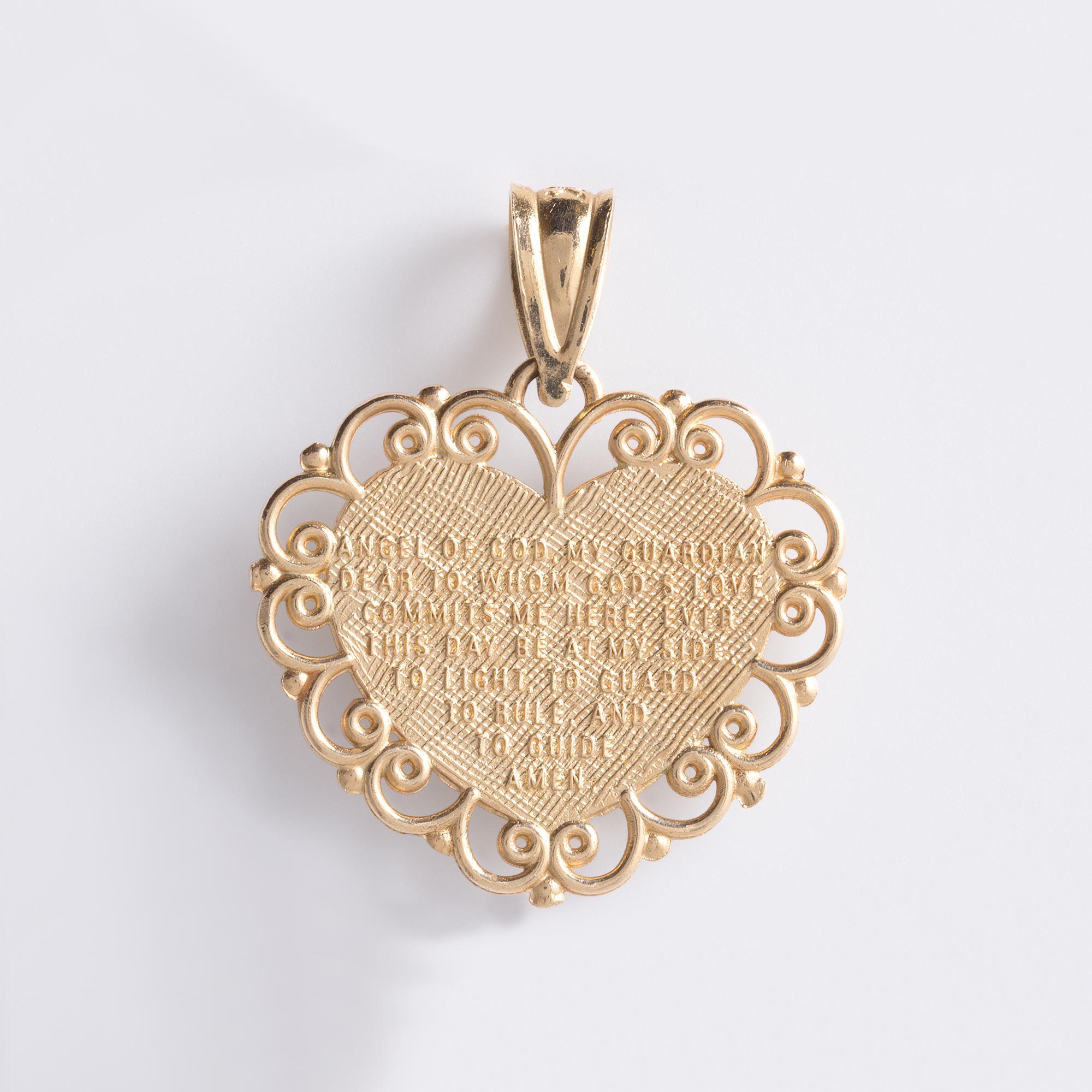 Vintage Engel Cherub Filigran Herz Anhänger Charm 14K Gelbgold im Zustand „Gut“ im Angebot in Los Angeles, CA