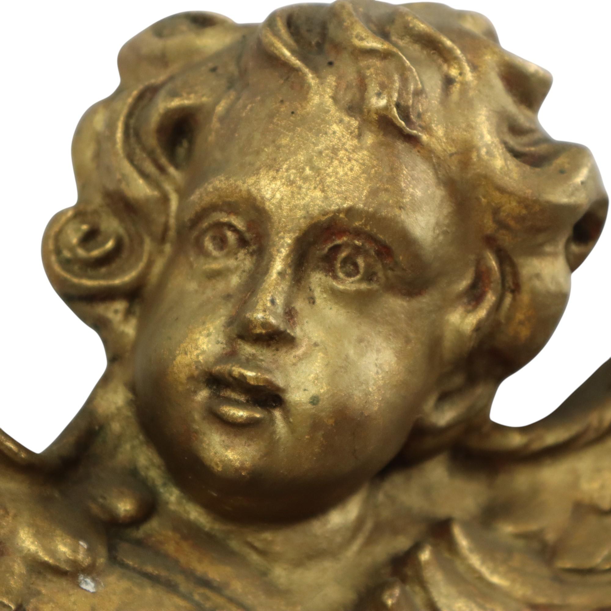 Vintage Engel Cherub Kopf Büste vergoldet Gips Wanddekoration 20cm (20. Jahrhundert) im Angebot