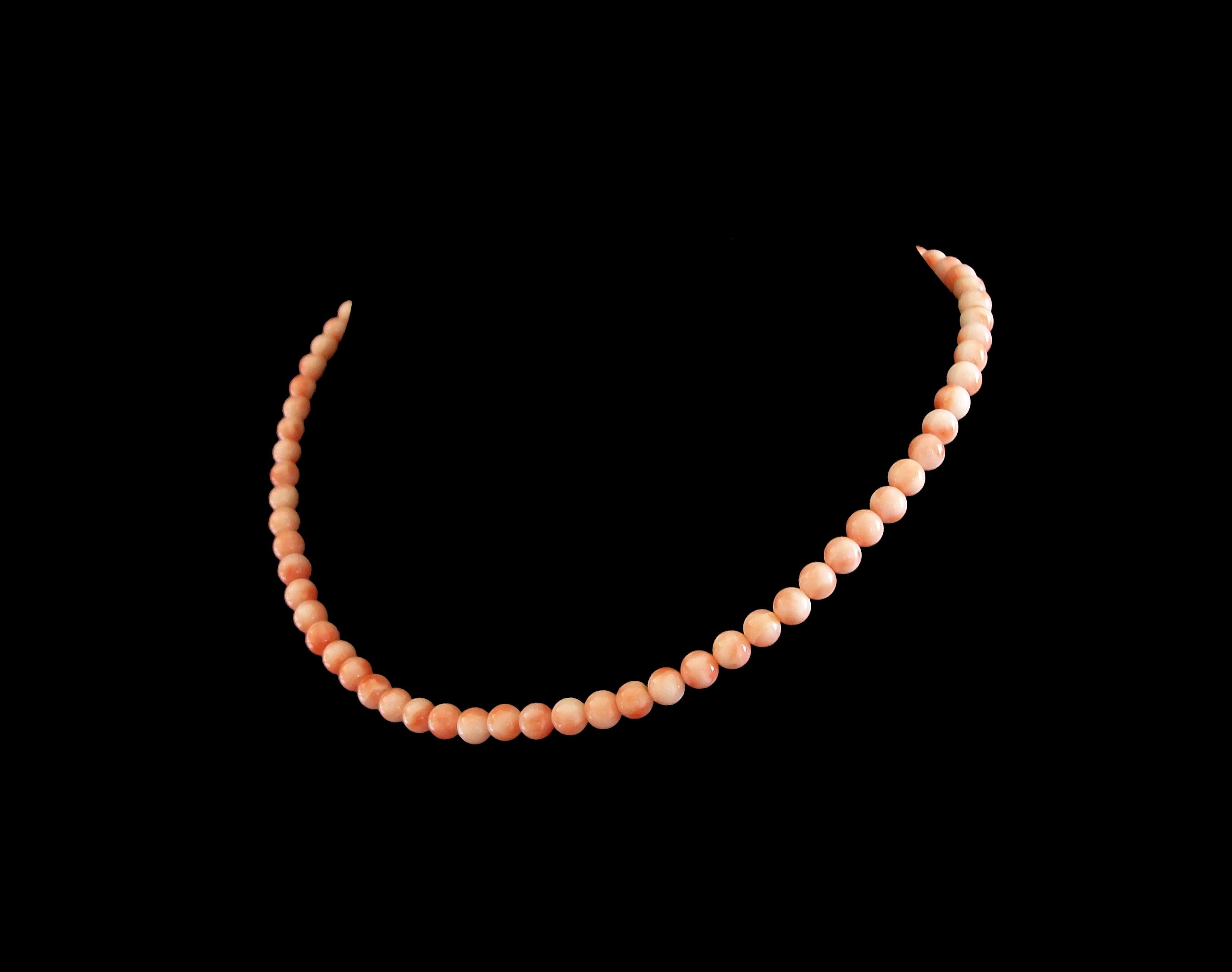 Donna Collana vintage di perle di corallo a pelle d'angelo - Lunghezza 16,3/4