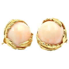 Vintage Angel Skin Coral Earrings 14 Karat Yellow Gold